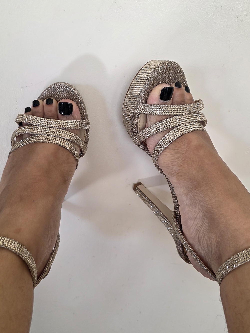 Jessica Simpson Gold Rhinestone Strappy Heels
